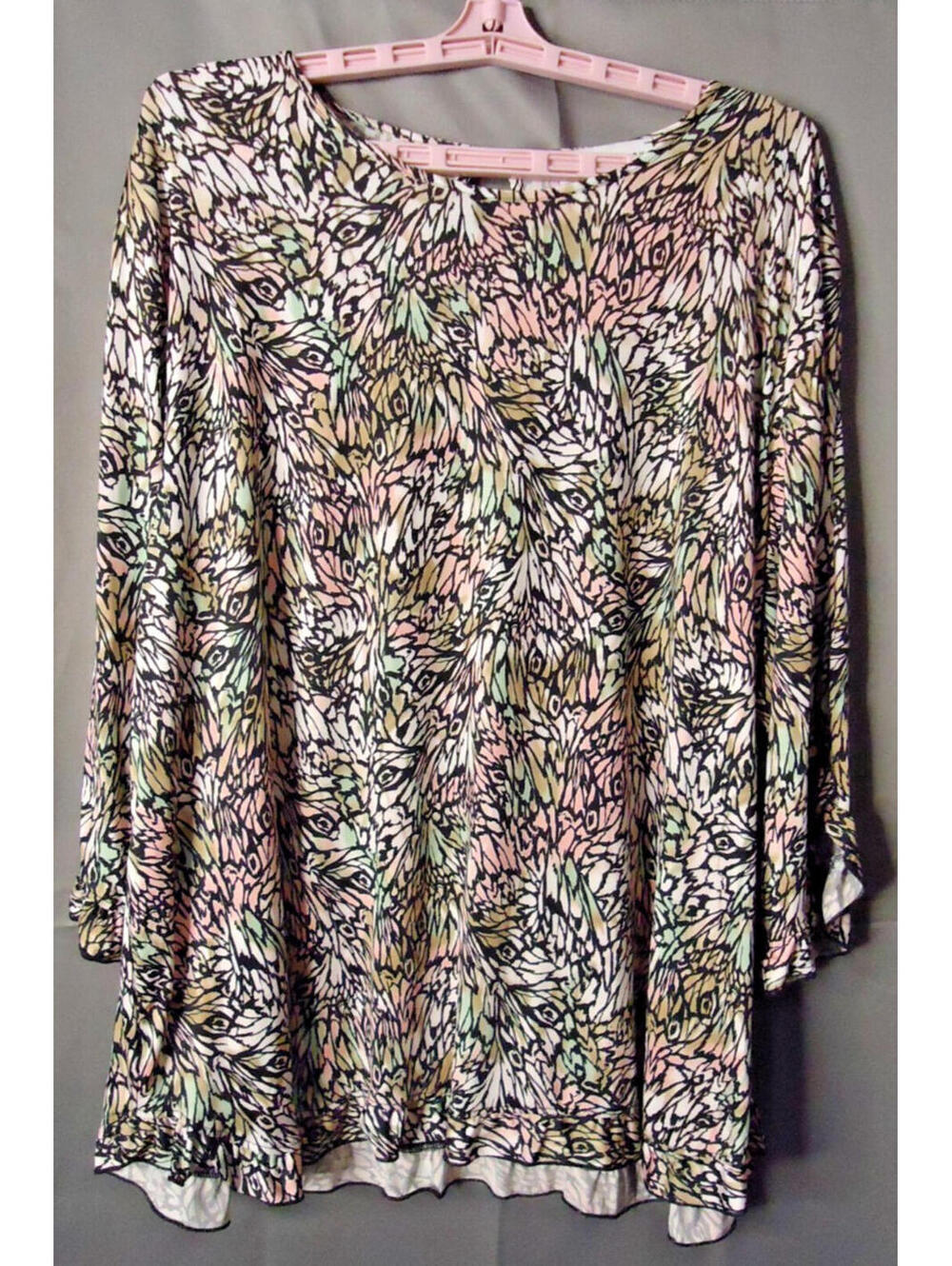 Southern Lady Multicolored Long Sleeve Ruffled Hem Blouse Size 2x